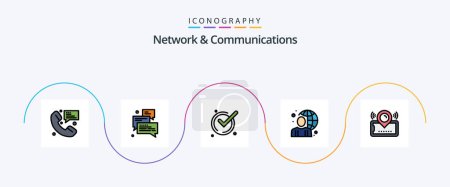 Illustration for Network And Communications Line Filled Flat 5 Icon Pack Including male. online. support. user. ok - Royalty Free Image