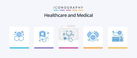 Illustration for Medical Blue 5 Icon Pack Including service. online. healthcare. keyboard. water. Creative Icons Design - Royalty Free Image