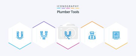 Illustration for Plumber 25 Blue icon pack including . system. man. plumbing. mechanical - Royalty Free Image