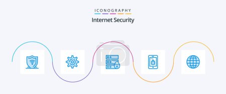 Illustration for Internet Security Blue 5 Icon Pack Including security. globe. electronic. world. security - Royalty Free Image