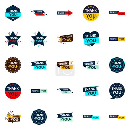 Illustration for Thankyou 25 Innovative Vector Icons to show your appreciation in a contemporary way - Royalty Free Image