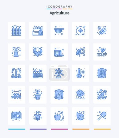 Téléchargez les illustrations : Creative Agriculture 25 Blue icon pack  Such As agriculture. garden. agriculture. farming. agriculture - en licence libre de droit