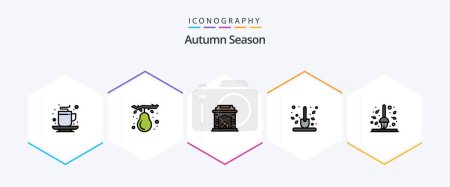 Ilustración de Autumn 25 FilledLine icon pack including autumn. scoop. pear. gardening. autumn - Imagen libre de derechos