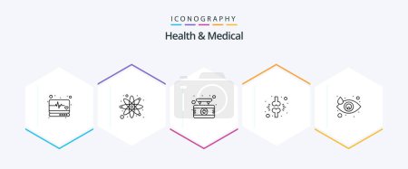 Illustration for Health And Medical 25 Line icon pack including crying. injured. board. fraction. bone - Royalty Free Image