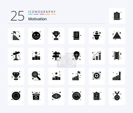 Illustration for Motivation 25 Solid Glyph icon pack including notebook. business. heart eyes. book. success - Royalty Free Image