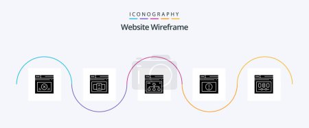 Ilustración de Website Wireframe Glyph 5 Icon Pack Including browser. web. internet. alert. share - Imagen libre de derechos