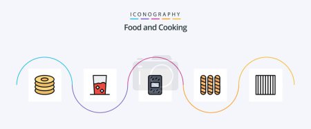 Téléchargez les illustrations : Food Line Filled Flat 5 Icon Pack Including pasta. food. set. loaf. bread - en licence libre de droit