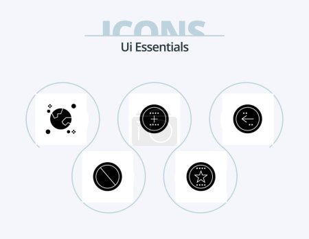 Illustration for Ui Essentials Glyph Icon Pack 5 Icon Design. interface. add. medal. planet. global - Royalty Free Image