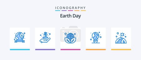 Ilustración de Earth Day Blue 5 Icon Pack Including earth. light bulb. earth day. light. protection. Creative Icons Design - Imagen libre de derechos