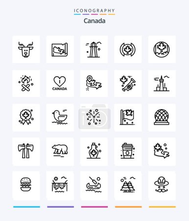 Téléchargez les illustrations : Creative Canada 25 OutLine icon pack  Such As fire. leaf. co tower. canada. leaf - en licence libre de droit