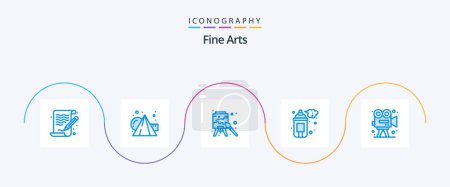 Téléchargez les illustrations : Fine Arts Blue 5 Icon Pack Including camera. paint. easel. arts. spray - en licence libre de droit
