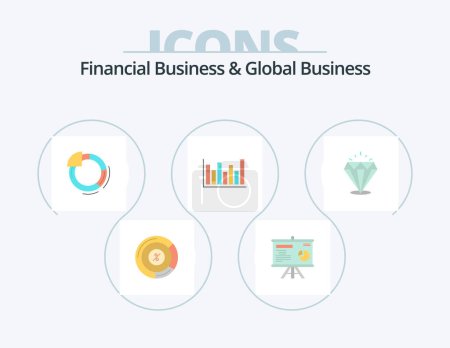 Ilustración de Financial Business And Global Business Flat Icon Pack 5 Icon Design. diamound. down. graph. up. graph - Imagen libre de derechos
