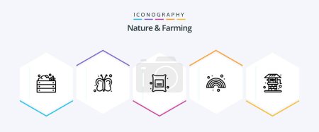Illustration for Nature And Farming 25 Line icon pack including agriculture. line. farming. forecast. wheat - Royalty Free Image