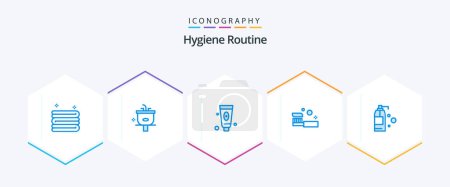 Illustration for Hygiene Routine 25 Blue icon pack including cleaning. shower. beauty. cleaning. bath - Royalty Free Image