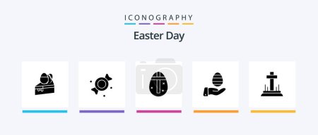 Téléchargez les illustrations : Easter Glyph 5 Icon Pack Including cross. celebration. egg. nature. egg. Creative Icons Design - en licence libre de droit