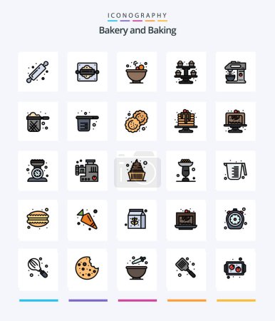 Illustration for Creative Baking 25 Line FIlled icon pack  Such As pot. kitchen. cooking. drink. coffee - Royalty Free Image