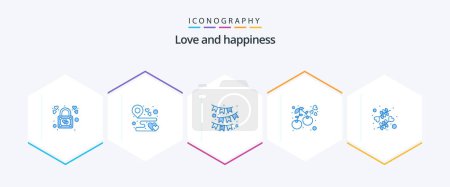 Illustration for Love 25 Blue icon pack including flower. cherry. party. berry. ribbon - Royalty Free Image