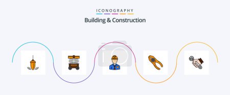 Illustration for Building And Construction Line Filled Flat 5 Icon Pack Including pliers. labor. lifter. labour. construction - Royalty Free Image