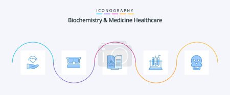 Téléchargez les illustrations : Biochemistry And Medicine Healthcare Blue 5 Icon Pack Including skull of death. medical. medical. test. tube - en licence libre de droit