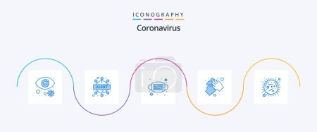 Téléchargez les illustrations : Coronavirus Blue 5 Icon Pack Including corona. wash. face. hygiene. clean - en licence libre de droit