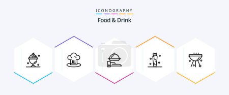 Ilustración de Food And Drink 25 Line icon pack including food. carrot. cook. restaurant - Imagen libre de derechos