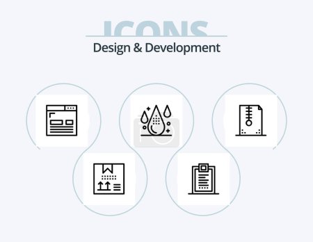 Illustration for Design and Development Line Icon Pack 5 Icon Design. design. cartridge. design. programing. design - Royalty Free Image