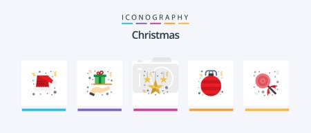 Téléchargez les illustrations : Christmas Flat 5 Icon Pack Including dessert. ornament. present. christmas. ball. Creative Icons Design - en licence libre de droit
