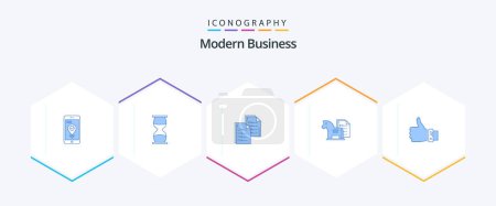 Illustration for Modern Business 25 Blue icon pack including advantage. resume. time. paper. data - Royalty Free Image