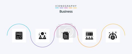Ilustración de Business Glyph 5 Icon Pack Including idea. making. document. financial. presentation - Imagen libre de derechos