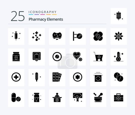 Ilustración de Pharmacy Elements 25 Solid Glyph icon pack including board . tree. soap. hospital - Imagen libre de derechos