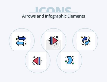 Téléchargez les illustrations : Arrow Line Filled Icon Pack 5 Icon Design. end. direction. arrow. up. arrow - en licence libre de droit