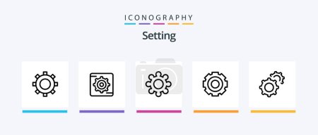 Ilustración de Setting Line 5 Icon Pack Including . gear. wheel. Creative Icons Design - Imagen libre de derechos
