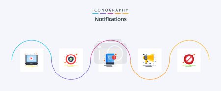 Illustration for Notifications Flat 5 Icon Pack Including notification. notification. book. multimedia. announcement - Royalty Free Image