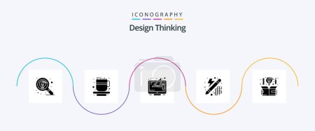 Illustration for Design Thinking Glyph 5 Icon Pack Including computer. innovation. creative. design. thinking - Royalty Free Image