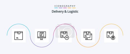 Téléchargez les illustrations : Delivery And Logistic Line 5 Icon Pack Including goods. box. online. time. product - en licence libre de droit