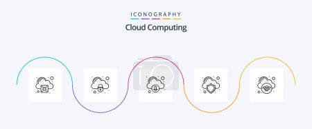 Téléchargez les illustrations : Cloud Computing Line 5 Icon Pack Including internet. download. protection. cloud - en licence libre de droit