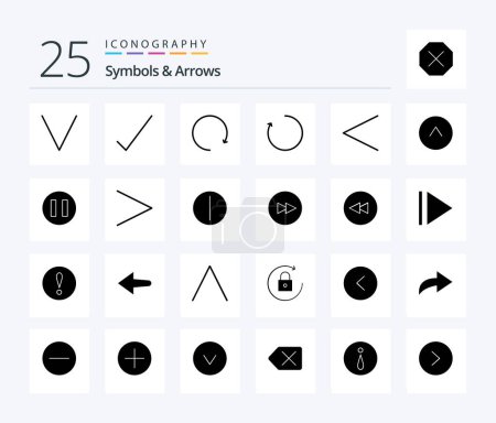 Ilustración de Symbols & Arrows 25 Solid Glyph icon pack including arrow. circle. rotate. up. arrow - Imagen libre de derechos