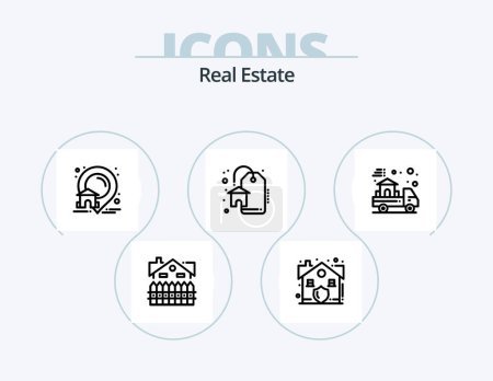 Ilustración de Real Estate Line Icon Pack 5 Icon Design. estate. real. house. map. estate - Imagen libre de derechos