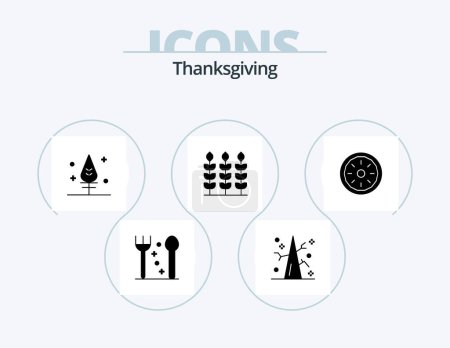Illustration for Thanks Giving Glyph Icon Pack 5 Icon Design. thanksgiving. pie. thanks. dinner. giving - Royalty Free Image