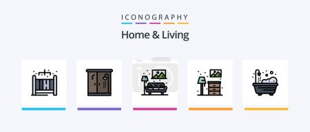 Ilustración de Home And Living Line Filled 5 Icon Pack Including plant. home. home. tank. living. Creative Icons Design - Imagen libre de derechos
