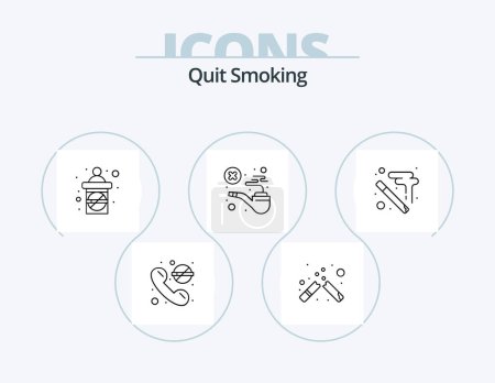 Illustration for Quit Smoking Line Icon Pack 5 Icon Design. healthcare. cigarette. sign. broken. scissors - Royalty Free Image