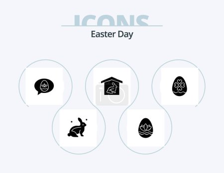 Téléchargez les illustrations : Easter Glyph Icon Pack 5 Icon Design. love. nature. chat. easter. house - en licence libre de droit