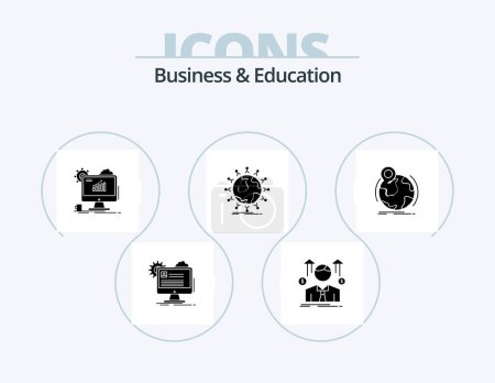 Illustration for Business And Education Glyph Icon Pack 5 Icon Design. network. global. employee. setting. seo - Royalty Free Image
