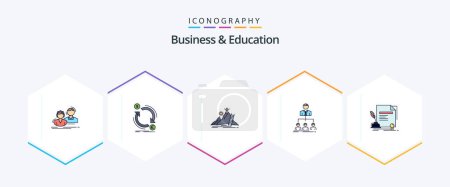 Illustration for Business And Education 25 FilledLine icon pack including organization. team. money. career. development - Royalty Free Image
