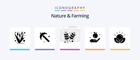 Téléchargez les illustrations : Nature And Farming Glyph 5 Icon Pack Including crops. apple. tool. food. grains. Creative Icons Design - en licence libre de droit
