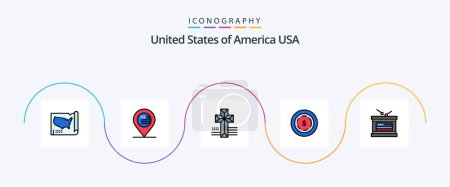Illustration for Usa Line Filled Flat 5 Icon Pack Including independence day. holiday. american. drum. dollar - Royalty Free Image