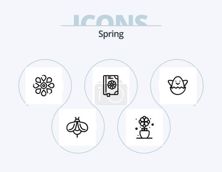 Illustration for Spring Line Icon Pack 5 Icon Design. glasses. nature. bee. floral. flower - Royalty Free Image