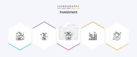 Téléchargez les illustrations : Investment 25 Line icon pack including money. dollar. cost. coins. investment - en licence libre de droit