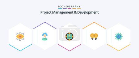 Ilustración de Project Management And Development 25 Flat icon pack including modern. business. cloud. manager . people - Imagen libre de derechos
