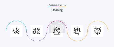 Téléchargez les illustrations : Cleaning Line 5 Icon Pack Including cleaning. hanging. sweep. drying. home - en licence libre de droit